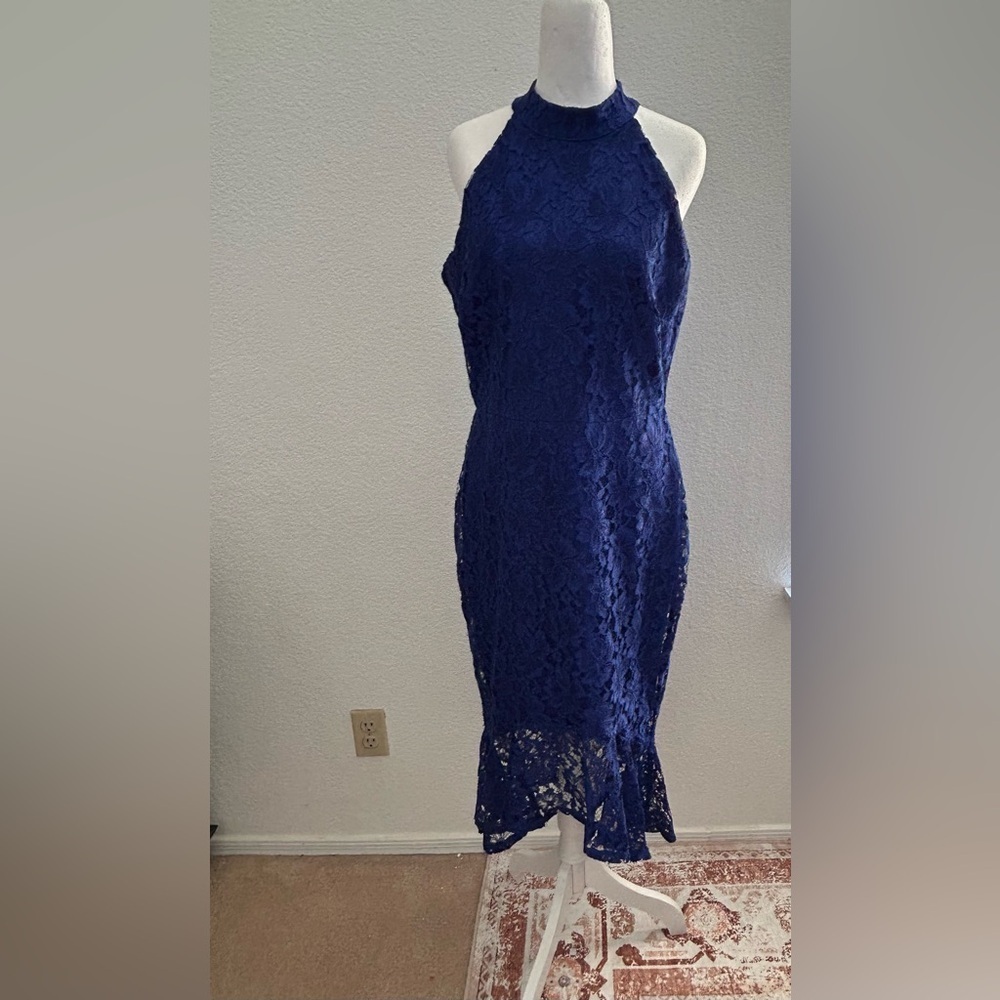 Enfocus Studio Navy Lace Midi Dress